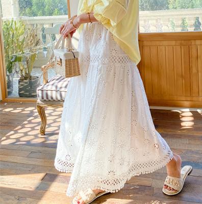 China Breathable Customized Skirt Long Skirt Dress Clothes Elegant Casual Women's 100% Cotton White Skirt for sale