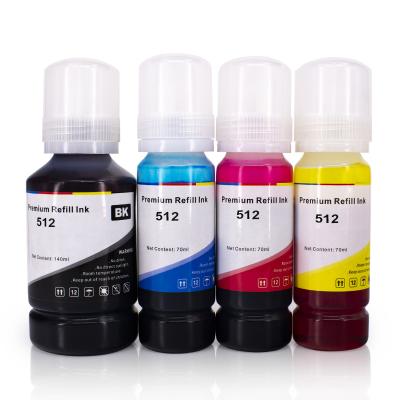 China High Quality T512 140ML 70ML Bottle Refill Dye Ink For EcoTank ET-7700 Printers EcoTank ET-7750 Dye Ink 512 Dye Ink For T512 for sale