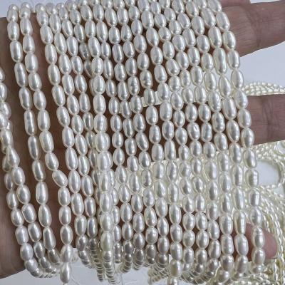 China CLASSIC 3-4mm AAA Grade White Freshwater Pearl Beaded Necklace High Quality Semi-worked Natural Oval Shape Bright Jewelry DIY for sale