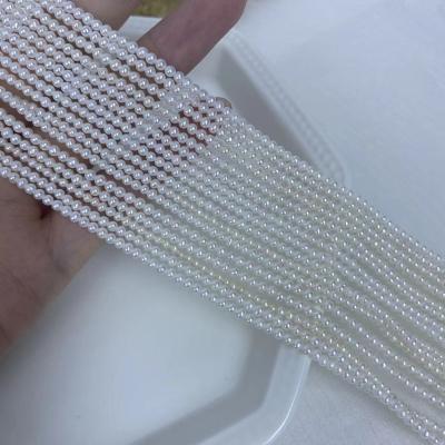 China High Quality White Freshwater Pearl 2.5-3mm Luster Round Pearl Good Pearl Strand For Jewelry Making for sale