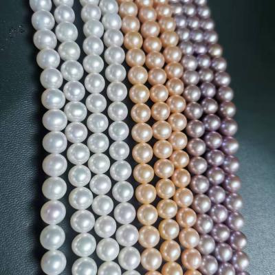 China Punk 8-9mm Round Shape White Natural Freshwater Cultured Pearl Strand For Jewelry Making for sale