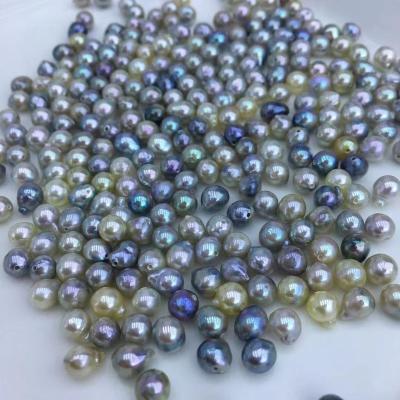 China Saltwater Akoya Pearls 4.5-5mm Japan Saltwater Pearl Grade Gray Akoya Loose Pearl Baroque Drilled Pearls for sale