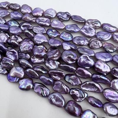 China Beautiful Purple Freshwater Pearl 9-10mm Freshwater Keshi Pearl Loose Strands for sale