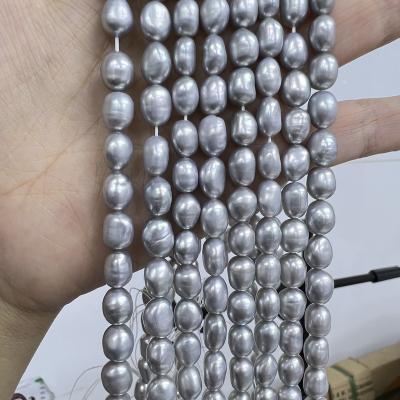 China CLASSIC Natural Baroque Freshwater Pearl Strand 7MM Gray Color for sale