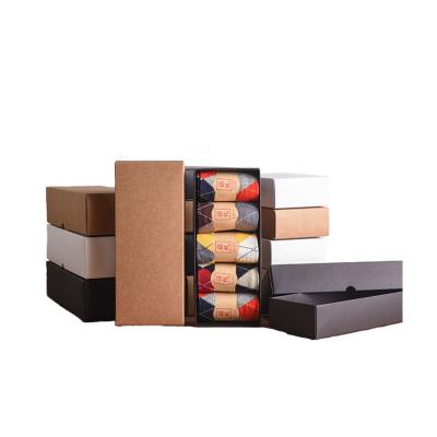 China Recycled Materials Custom Printed To Recycle Brown Kraft Paper Sock Packaging Box for sale