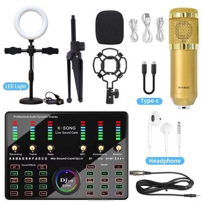 China Professional Studio Bm800 Condenser Sound Card For Live Streaming v8 Sound Card Full Set With Microphone for sale