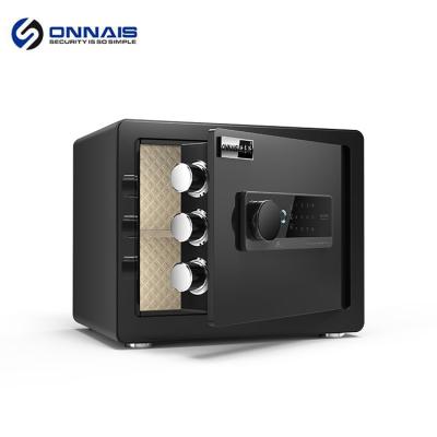 China Onnais Fingerprint Black Electronic Safe Smart Home Cabinet Smart Home Bank Use Digital Cashier Safe Cabinet Locker For Home for sale