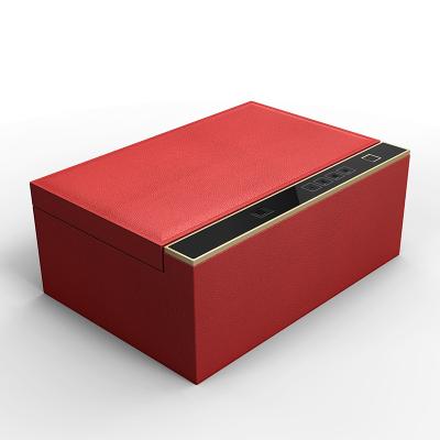 China Large Capacity Modern Stylish Fingerprint Bracelet Two Layers Jewelry Box Wholesale Gift Box Customize Necklace Ring Storage Safes Box for sale