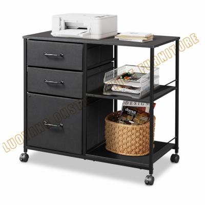 China Modern Black 3 Drawer File Storage Shelf Mobile Filing Cabinet Fits A4 Or Letter Size For Home Office for sale