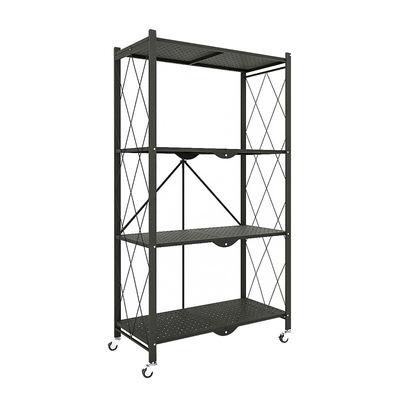 China Kitchen Storage Rack Household Storage Sundries Rack Traditional Movable Folding Four-Layer Easy Assembling Living Room for sale