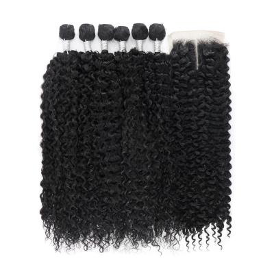 China I-tip's Pixie Cut Hair Bundles High Quality Toupee 22 Inch Long Synthetic Hair Kit Hair Extension Kit Jerry Curly 7PCS for sale