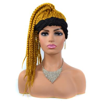 China Hot Sales Silky Straight Wave Synthetic Braided Hair Wigs 18 Inch Dreadlocks Hair Wigs Headband With Bandanas Multi Colors for sale