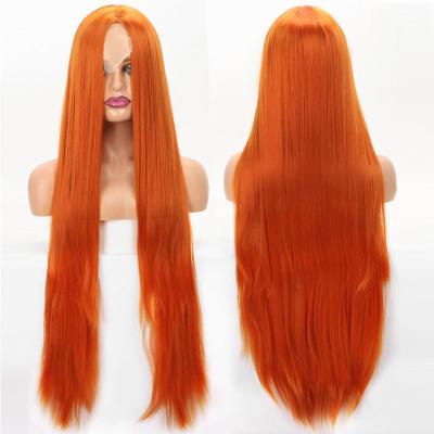 China Synthetic Hair Wigs Double Bone Long Straight Sheer Lace Pulled Superb Hand Made/Machine Made Wig 40inch Lace Front Wigs for sale