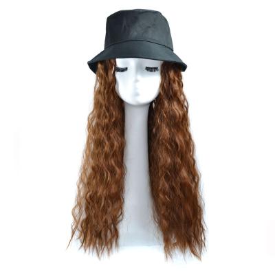 China Fashionable Yaki Women Wigs Caps Water Wave Hair Wig, 24 Inch Synthetic Hair Wigs With Caps for sale