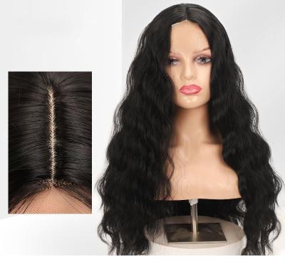 China Cheap High Quality Natural Long Synthetic Hair Wigs Hand Made/Machine Made 24 Inch Body Waves Lace Front Women's Synthetic Wigs For Black for sale