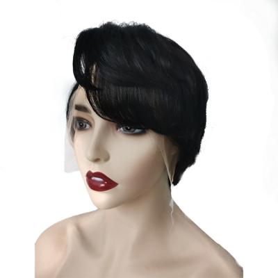 China Body Wave Woman Short Human Hair 9A Brazilian Natural Transparent Frontal Wigs Lacefront Wig Hair for sale