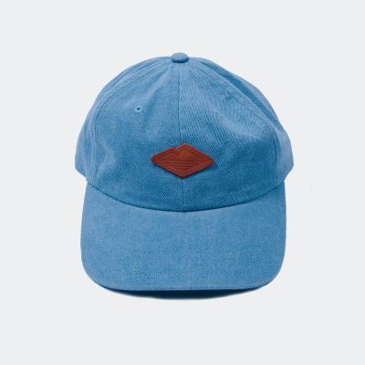 China JOINT Design Your Own Patch Leather Solid Jean Dad Hat Blue For Mens Womens for sale