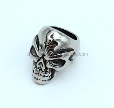 China Punk Stainless Steel Bracelet Charm Stainless Steel Findings Skull Beads For Jewelry Making BXPJ004 for sale