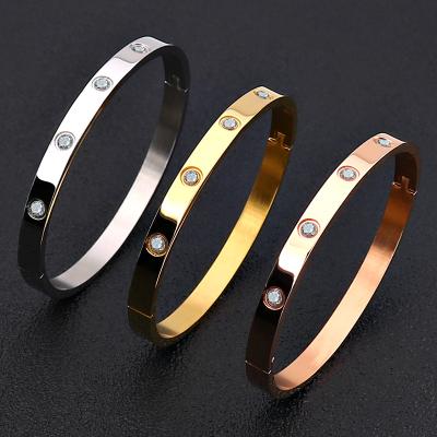 China Other Wholesale Custom Jewelry Stainless Steel Cuff Bracelet For Women Bracelets Rose Gold Ladies Bracelet CT18-0057 for sale