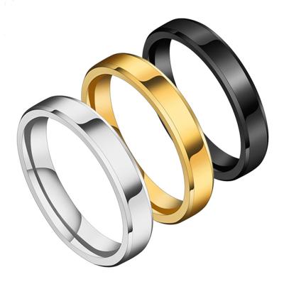 China Wholesale Simple Stainless Steel TRENDY Ring For Men And Women Gold Color Black Ring HFEI002 for sale