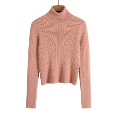 China factory wholesale Anti-wrinkle knit pullover cable pattern turtle neck sweater for women for sale