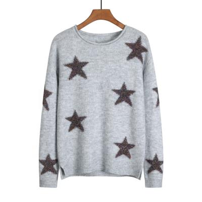 China Latest Sea Star Anti-wrinkle Design Jacquard Design Pullover Women's Cute Long Sleeve Sweater Tops For Women for sale