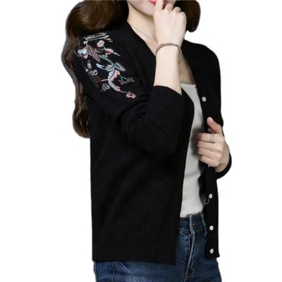 China New Design Anti Shrink Casual Cotton Custom Knitwear Embroidered Long Sleeves Button Up Cardigans Knit Sweater For Women for sale