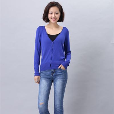 China Latest Anti-wrinkle Design Custom Short Knit Women Cardigan , Knitted Cardigan With Button for sale