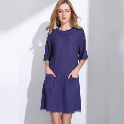 China The new fashionable anti-pilling women's long slim knitted dress for sale