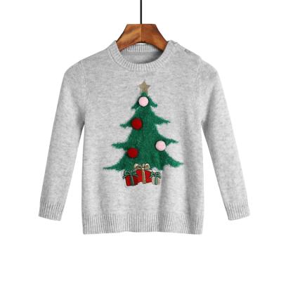 China Anti-wrinkle Christmas Tree Toddler Girl Baby Sweater Kids Knitted Sweater Kids Girl Knitted Sweater for sale