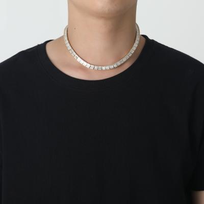 China Hip Hop 7mm Scale Zircon Tennis Chain Mens Hip Hop Single Row Cuban Chain Necklace for sale