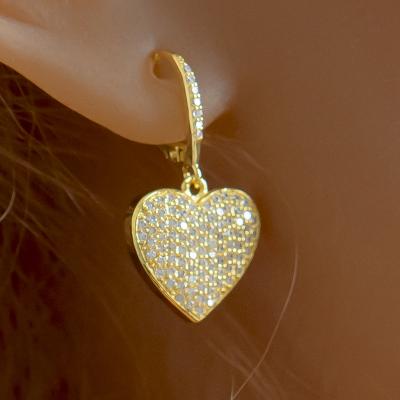 China Hot Selling BOHEMIA Charm Environmental Copper Earring Colorful Zircon Gold Plated Designer Micro Earrings Heart Insert Popular Brands for sale