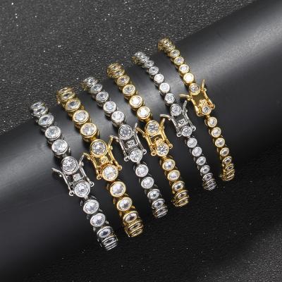 China Hiphop Tennis Bracelet 3mm4mm5mm Single Row Copper Inlaid Zirconia Hip Hop Zirconia Bracelet for sale