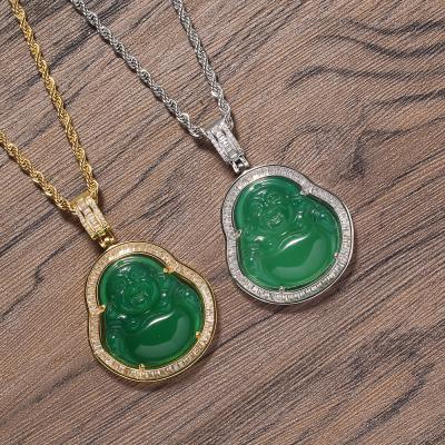 China Other Gold Plated Inlaid Copper Zircon Pendant Necklace Charm Laughing Buddha Pendant for sale