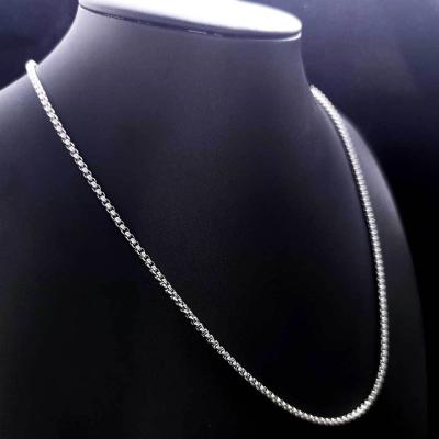 China 2022 Round Hiphop Square Bead Box Chain Stainless Steel Necklace for sale