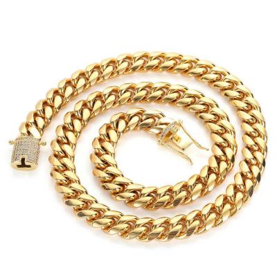 China Hiphop Hip Hop Cuban Zircon Stainless Steel Bracelet Circular Grinding Double Sided Wide Zircon Free Clasp Chain for sale