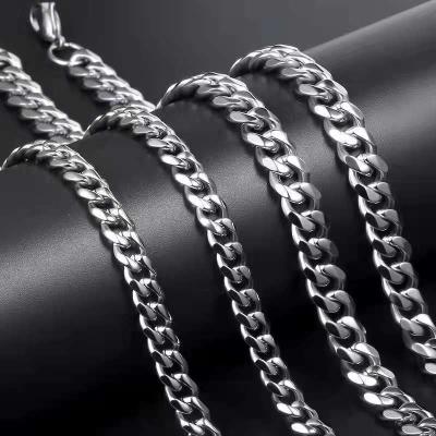 China Punk Hip Hop Mens Titanium Steel Miami Milled Vacuum Chain Plating Cuban Chain 18k Gold Plated Six Surface Grinding Necklaces for sale