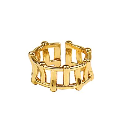 China Statement Hollow Chain Women Geometric Open Adjustable Gold Plated Gold Plated Rings for sale