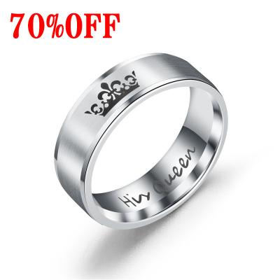 China Romantic Rings King His Queen Couple Ring Jewelry Stainless Steel Her Couples King And Queen Engagement Valentine's Day Gift for sale