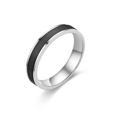 China Simple Stainless Steel Ring Rose Gold Black and White Epoxy Couples Fashion 4mm Rings Alloy Men and Women Titanium Steel Rings for sale