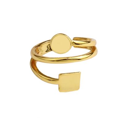 China CLASSIC Geometric Adjustable Open Rings European Style Open Gold Plated Winding Rings for sale