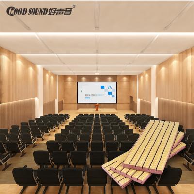 China Modern GoodSound Auditorium Wall Square Grooved Wood Soundproof Acoustical Ceiling Panels for sale