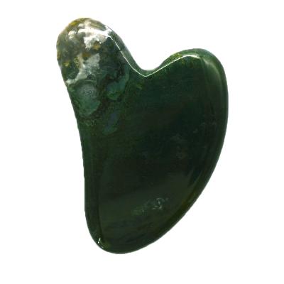 China Face China Factory Green Moss Agate Gua Sha Scraping Massage Tool Heart Shape Natural Moss Agate Guasha Board With Logo For Spa for sale