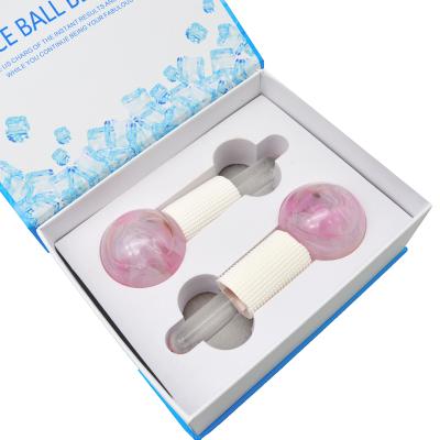 China Wrinkle Remover Pink Ice Globes Cooling Tool Glitter Ice Facial Globe Facial Massager Ball Face Globes Ice Roller For Face And Eyes for sale