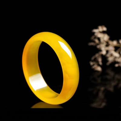 China Wholesale Natural Yellow Agate Stone Bangle Bracelets For Women 60mm Yellow Jade Bangle For Gift Chalcedony Yellow Jade Bracelet for sale