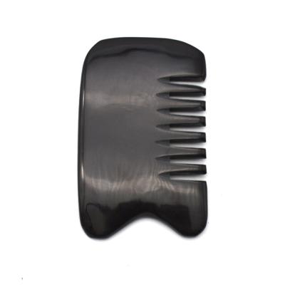 China Natural Black Body Ox Horn Gua Sha Tool Buffalo Horn Comb For Face Body Massage for sale