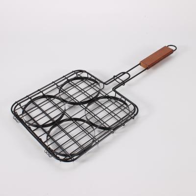 China Easily Cleaned Mini Burger Hot Small BBQ Nonstick Grill Net Basket Set BBQ Accessories BBQ Mesh Meat Burger Grill Basket for sale