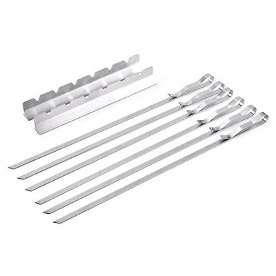 China Saber Factory Price 6 Pcs Barbecue Kebab Rack Easily Cleaned Stainless Steel Set Barbecue Grill Skewers for sale