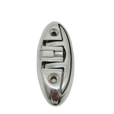 China Boat Yacht Mooring 316 Stainless Steel Stud Mount Folding Marine Cleat Silhouette Fittings With Recessed Screw for sale