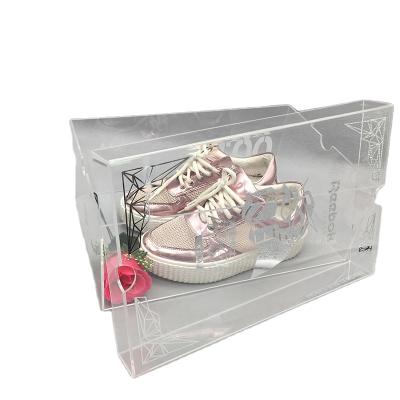 China Wholesale Custom Women Acrylic Shoe Box Store Mall Transparent Acrylic Shoe Box Storage Plastic Shoe for sale